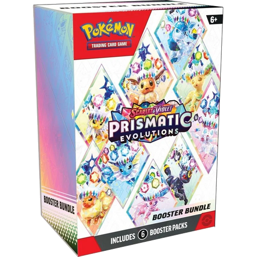 Pokémon TCG Prismatic Evolutions Booster Bundle, eske med Eevee og utviklingene på forsiden